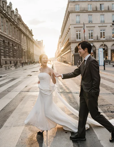 japanese pre wedding photoshoot in avenue de rivoli paris